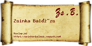 Zsinka Balázs névjegykártya
